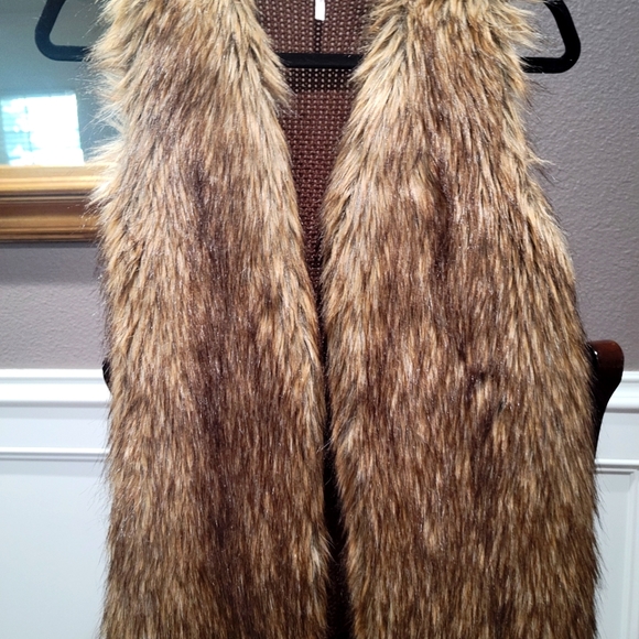Mood Jackets & Blazers - Faux Fur Vest brown & tan by Mood size Large